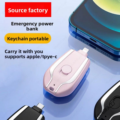 Mini Keychain Portable Charger with Retractable Plug